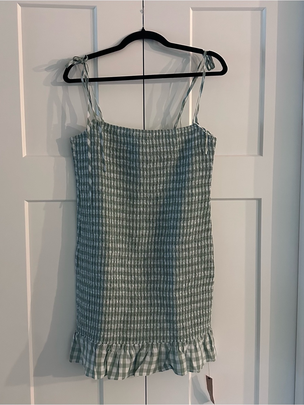 NWT Reformation Smocked Mini Skirt with Ruffle Hem